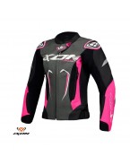 Geaca (jacheta) moto femei piele Racing Ixon vara model Vortex 3 LS - Negru/Roz/Alb