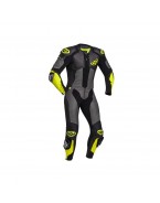 Costum (combinezon) motociclete barbati piele Ixon vara model Vendetta Evo MS - Negru/antracit/galben