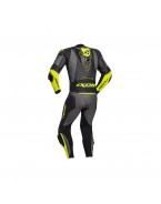 Costum (combinezon) motociclete barbati piele Ixon vara model Vendetta Evo MS - Negru/antracit/galben