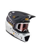 Set Casca cross-enduro LEATT MOTO 8.5 V23 + Ochelari protectie VELOCITY 5.5, KIT METALLIC - Gri/Alb