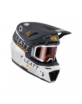 Set Casca cross-enduro LEATT MOTO 8.5 V23 + Ochelari protectie VELOCITY 5.5, KIT METALLIC - Gri/Alb