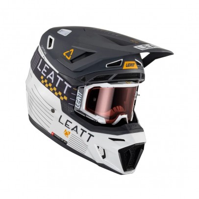 Set Casca cross-enduro LEATT MOTO 8.5 V23 + Ochelari protectie VELOCITY 5.5, KIT METALLIC - Gri/Alb