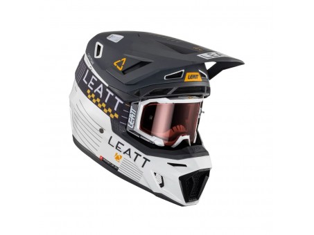 Set Casca cross-enduro LEATT MOTO 8.5 V23 + Ochelari protectie VELOCITY 5.5, KIT METALLIC - Gri/Alb