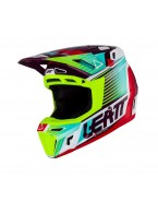 Set Casca cross-enduro LEATT MOTO 8.5 V23 + Ochelari protectie VELOCITY 5.5, KIT NEON - Albastru/Mov/Verde fluor