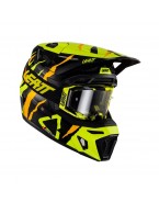 Set Casca cross-enduro LEATT MOTO 8.5 V23  + Ochelari protectie VELOCITY 5.5, KIT TIGER  - Negru/Portocaliu/Galben fluor