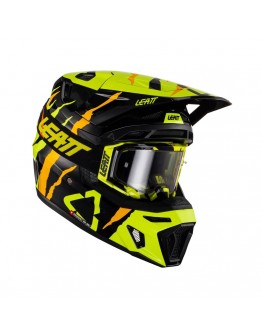 Set Casca cross-enduro LEATT MOTO 8.5 V23  + Ochelari protectie VELOCITY 5.5, KIT TIGER  - Negru/Portocaliu/Galben fluor