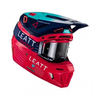 Set Casca cross-enduro LEATT MOTO 8.5 V23 + Ochelari protectie VELOCITY 5.5, KIT RED - Rosu/Albastru