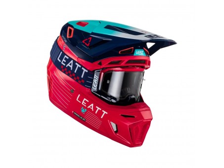 Set Casca cross-enduro LEATT MOTO 8.5 V23 + Ochelari protectie VELOCITY 5.5, KIT RED - Rosu/Albastru