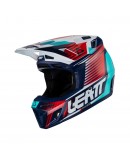 Set Casca cross-enduro LEATT MOTO 8.5 V23 + Ochelari protectie VELOCITY 5.5, KIT ROYAL - Rosu/Albastru/Navy