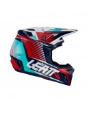 Set Casca cross-enduro LEATT MOTO 8.5 V23 + Ochelari protectie VELOCITY 5.5, KIT ROYAL - Rosu/Albastru/Navy