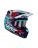 Set Casca cross-enduro LEATT MOTO 8.5 V23 + Ochelari protectie VELOCITY 5.5, KIT ROYAL - Rosu/Albastru/Navy