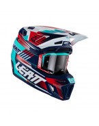 Set Casca cross-enduro LEATT MOTO 8.5 V23 + Ochelari protectie VELOCITY 5.5, KIT ROYAL - Rosu/Albastru/Navy