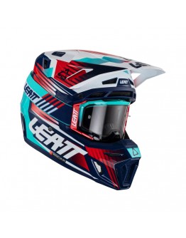 Set Casca cross-enduro LEATT MOTO 8.5 V23 + Ochelari protectie VELOCITY 5.5, KIT ROYAL - Rosu/Albastru/Navy