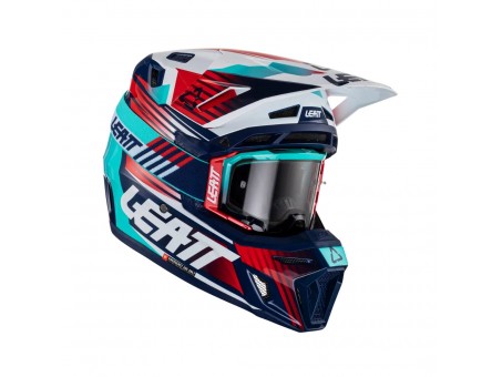 Set Casca cross-enduro LEATT MOTO 8.5 V23 + Ochelari protectie VELOCITY 5.5, KIT ROYAL - Rosu/Albastru/Navy