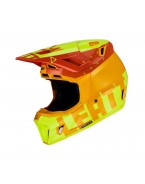 Set Casca cross-enduro LEATT MOTO 7.5 V23 + Ochelari protectie VELOCITY 4.5 IRIZ, KIT CITRUS  - Portocaliu/Galben fluor