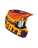 Set Casca cross-enduro LEATT MOTO 7.5 V23 + Ochelari protectie VELOCITY 4.5 IRIZ, KIT INDIGO - Portocaliu/Galben fluo/Mov