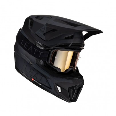 Set Casca cross-enduro LEATT MOTO 7.5 V23 + Ochelari protectie VELOCITY 4.5 IRIZ, KIT STEALTH - Negru