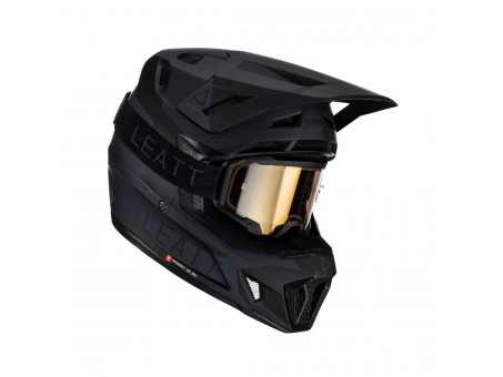 Set Casca cross-enduro LEATT MOTO 7.5 V23 + Ochelari protectie VELOCITY 4.5 IRIZ, KIT STEALTH - Negru