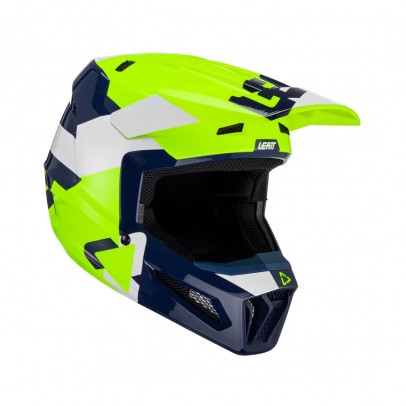 Casca cross-enduro LEATT MOTO HELMET 2.5 V23 LIME - Albastru/Alb/Galben fluor