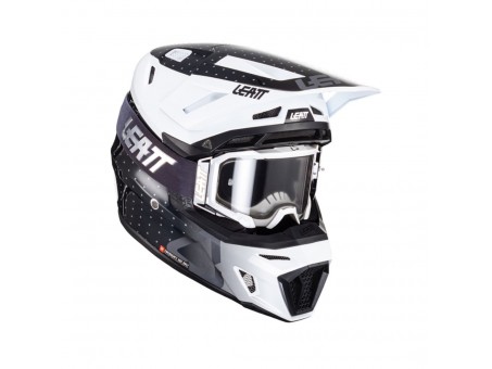 Set Casca cross-enduro LEATT MOTO 8.5 CITRUS V24 + Ochelari protectie VELOCITY 5.5, KIT BLACK/WHITE - Negru/Alb