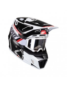 Set Casca cross-enduro LEATT MOTO 7.5 V24 + Ochelari protectie VELOCITY 4.5, KIT BLACK/WHITE - Negru/Alb/Rosu