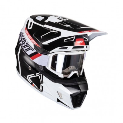 Set Casca cross-enduro LEATT MOTO 7.5 V24 + Ochelari protectie VELOCITY 4.5, KIT BLACK/WHITE - Negru/Alb/Rosu