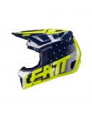 Set Casca cross-enduro LEATT MOTO 7.5 V24 + Ochelari protectie VELOCITY 4.5, KIT BLUE - Albastru/Alb/Galben fluor