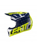 Set Casca cross-enduro LEATT MOTO 7.5 V24 + Ochelari protectie VELOCITY 4.5, KIT BLUE - Albastru/Alb/Galben fluor