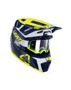 Set Casca cross-enduro LEATT MOTO 7.5 V24 + Ochelari protectie VELOCITY 4.5, KIT BLUE - Albastru/Alb/Galben fluor