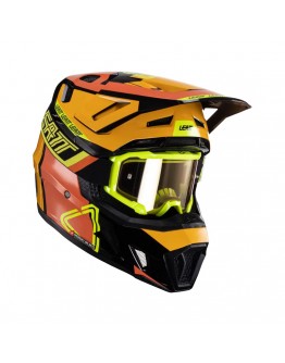 Set Casca cross-enduro LEATT MOTO 7.5 V24 + Ochelari protectie VELOCITY 4.5, KIT CITRUS - Negru/Portocaliu/Galben fluor