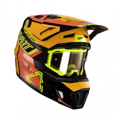 Set Casca cross-enduro LEATT MOTO 7.5 V24 + Ochelari protectie VELOCITY 4.5, KIT CITRUS - Negru/Portocaliu/Galben fluor