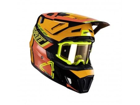 Set Casca cross-enduro LEATT MOTO 7.5 V24 + Ochelari protectie VELOCITY 4.5, KIT CITRUS - Negru/Portocaliu/Galben fluor