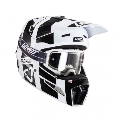 Set Casca cross-enduro LEATT MOTO 3.5 V24 + Ochelari protectie VELOCITY 4.5, KIT  BLACK/WHITE - Negru/Alb