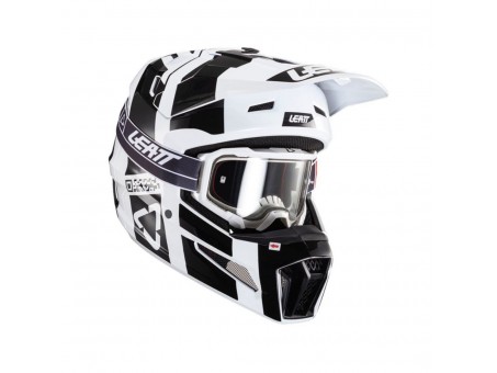 Set Casca cross-enduro LEATT MOTO 3.5 V24 + Ochelari protectie VELOCITY 4.5, KIT  BLACK/WHITE - Negru/Alb