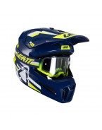 Set Casca cross-enduro LEATT MOTO 3.5 V24 Velocity 4.5 + Ochelari protectie VELOCITY 4.5, KIT BLUE - Albastru/Alb/Galben fluor