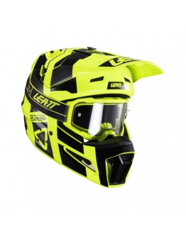 Set Casca cross-enduro LEATT MOTO 3.5 V24 + Ochelari protectie VELOCITY 4.5, KIT CITRUS - Negru/Galben fluor