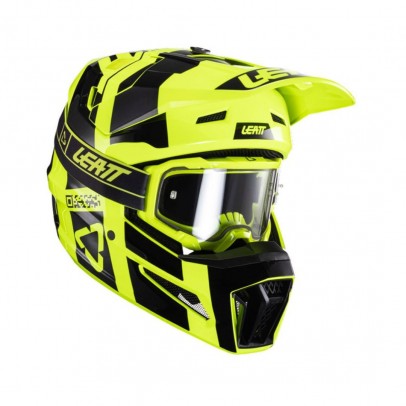 Set Casca cross-enduro LEATT MOTO 3.5 V24 + Ochelari protectie VELOCITY 4.5, KIT CITRUS - Negru/Galben fluor