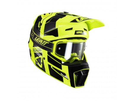 Set Casca cross-enduro LEATT MOTO 3.5 V24 + Ochelari protectie VELOCITY 4.5, KIT CITRUS - Negru/Galben fluor