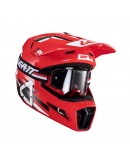 Set Casca cross-enduro LEATT MOTO 3.5 V24 + Ochelari protectie VELOCITY 4.5, KIT RED - Rosu/Negru/Alb