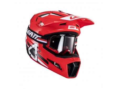 Set Casca cross-enduro LEATT MOTO 3.5 V24 + Ochelari protectie VELOCITY 4.5, KIT RED - Rosu/Negru/Alb