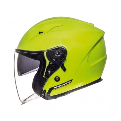 Casca open face motociclete MT Avenue SV galben fluor lucios (ochelari soare integrati)