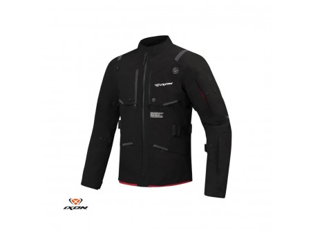 Geaca (jacheta) motociclete barbati Touring/Adventure Ixon All season model M-Skeid MS - Negru/rosu (geaca laminata; waterproof pe exterior)