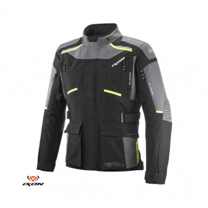 Geaca (jacheta) motociclete barbati Touring/Adventure Ixon All season model Midgard MS - Negru/gri/galben