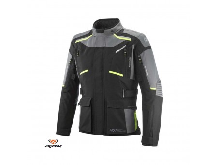 Geaca (jacheta) motociclete barbati Touring/Adventure Ixon All season model Midgard MS - Negru/gri/galben