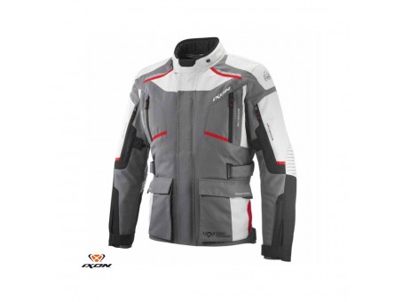 Geaca (jacheta) motociclete barbati Touring/Adventure Ixon All season model Midgard MS - Gri/negru/rosu