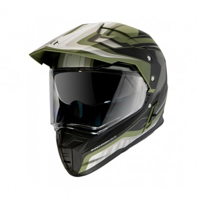 Casca off road MT Synchrony Duo Sport Tourer negru/verde militar mat cu viziera (ochelari soare integrati)