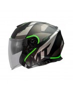 Casca open face MT Thunder III SV Jet Bow A6 verde fluor mat (ochelari soare integrati)