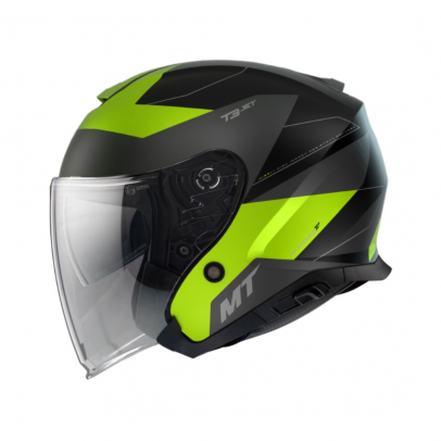 Casca open face MT Thunder III SV Jet Cooper A3 galben fluor mat (ochelari soare integrati)