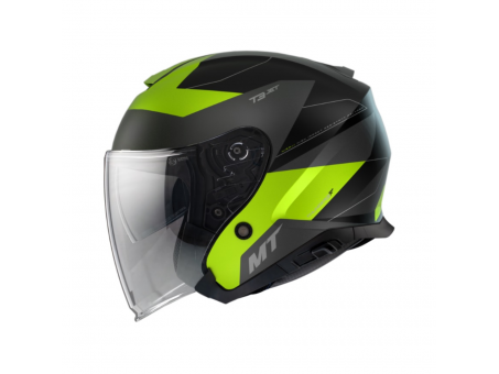 Casca open face MT Thunder III SV Jet Cooper A3 galben fluor mat (ochelari soare integrati)