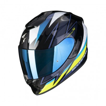 Casca integrala sport/touring SCORPION EXO-1400 EVO AIR THELIOS - Negru/Albastru/Galben fluo